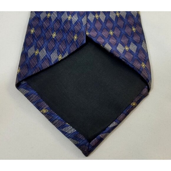 Van Heusen Mens Silk Necktie Blue & Purple Geometric Pattern 58" X 4" - Picture 6 of 8